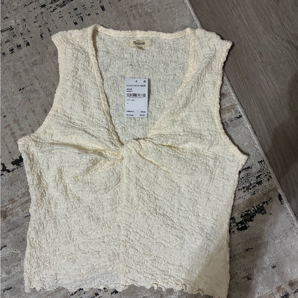 Madewell Cream Textured Tank Top